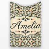 Geometric Ethnic Tribal Pattern in Neutral Tones Seamless Custom  Personalised Custom Name Super Soft Fleece Blanket Bed Sofa Throw
