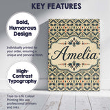 Personalised Name Geometric Ethnic Tribal Custom  Unique Gift Idea Elegant Feature Canvas Wall Art Print Decor Picture Ready to Hang