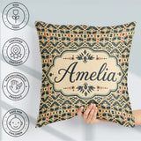 Custom Name Geometric Ethnic Tribal Pattern Neutral Tones Custom Square Filled Cushion Throw Pillow Sofa Bed Home Decor Zip Washable UK Made