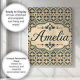 Personalised Name Geometric Ethnic Tribal Custom  Unique Gift Idea Elegant Feature Canvas Wall Art Print Decor Picture Ready to Hang