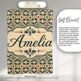 Geometric Ethnic Tribal Pattern in Neutral Tones Seamless Custom  Personalised Custom Name Super Soft Fleece Blanket Bed Sofa Throw