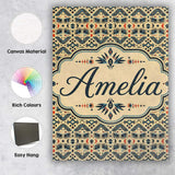 Personalised Name Geometric Ethnic Tribal Custom  Unique Gift Idea Elegant Feature Canvas Wall Art Print Decor Picture Ready to Hang