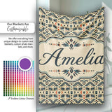 Geometric Ethnic Tribal Pattern in Neutral Tones Seamless Custom  Personalised Custom Name Super Soft Fleece Blanket Bed Sofa Throw