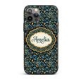 Luxury Teal Gold Geometric Art Printed Design Custom Name Protective Phone Case Mobile Cover Durable Everyday Smartphone Shock Resistant