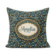 Custom Name Luxury Teal Gold Geometric Art Deco Pattern Seamless Square Filled Cushion Throw Pillow Sofa Bed Home Decor Zip Washable UK Made