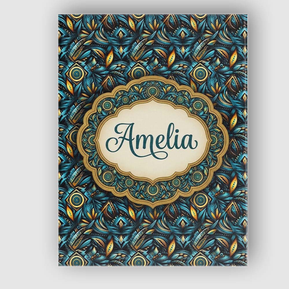 Personalised Name Luxury Teal Gold Geometric Custom Bespoke  Contemporary Display Canvas Wall Art Print Decor Picture Ready to Hang