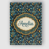 Personalised Name Luxury Teal Gold Geometric Custom Bespoke  Contemporary Display Canvas Wall Art Print Decor Picture Ready to Hang