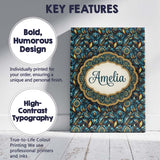 Personalised Name Luxury Teal Gold Geometric Custom Bespoke  Contemporary Display Canvas Wall Art Print Decor Picture Ready to Hang
