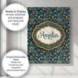 Personalised Name Luxury Teal Gold Geometric Custom Bespoke  Contemporary Display Canvas Wall Art Print Decor Picture Ready to Hang