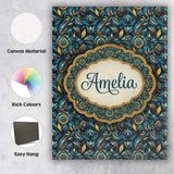 Personalised Name Luxury Teal Gold Geometric Custom Bespoke  Contemporary Display Canvas Wall Art Print Decor Picture Ready to Hang