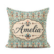 Custom Name Modern Folk Art Pattern with Floral Shapes Seamless Square Filled Cushion Throw Pillow Sofa Bed Home Decor Zip Washable UK Made