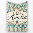 Modern Scandinavian Folk Art Pattern with Floral Shapes Seamless  Personalised Custom Name Super Soft Fleece Blanket Bed Sofa Throw