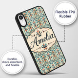 Modern Scandinavian Folk Art Pattern with Floral Custom Name Protective Phone Case Mobile Cover Durable Everyday Smartphone Shock Resistant
