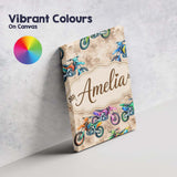 Personalised Name Colorful Kids Dirt Bike Custom  Unique Gift Idea Elegant Feature Canvas Wall Art Print Decor Picture Ready to Hang