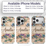 Colorful Kids Dirt Bike Motocross Printed Design Custom Name Protective Phone Case Mobile Cover Durable Everyday Smartphone Shock Resistant