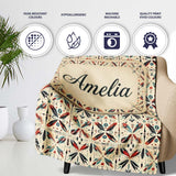 Abstract Retro Geometric Floral Pattern in Red Blue Seamless Name  Personalised Custom Name Super Soft Fleece Blanket Bed Sofa Throw