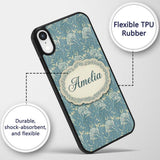Vintage Botanical Floral Leaf Pattern in Soft Custom Name Protective Phone Case Mobile Cover Durable Everyday Smartphone Shock Resistant