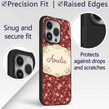Red Floral Seamless Pattern Cute Printed Design Custom Name Protective Phone Case Mobile Cover Durable Everyday Smartphone Shock Resistant