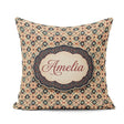 Custom Name Traditional Tribal Geometric Pattern in Earthy Tones Square Filled Cushion Throw Pillow Sofa Bed Home Decor Zip Washable UK Made