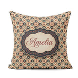 Custom Name Traditional Tribal Geometric Pattern in Earthy Tones Square Filled Cushion Throw Pillow Sofa Bed Home Decor Zip Washable UK Made