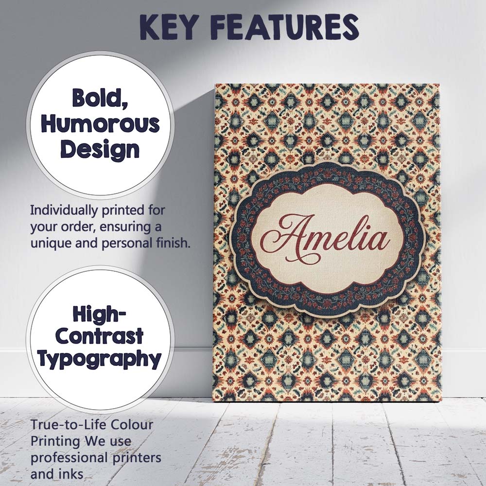 Personalised Name Traditional Tribal Custom Premium Decorative Design Modern Room Accent Canvas Wall Art Print Decor Picture Ready to Hang