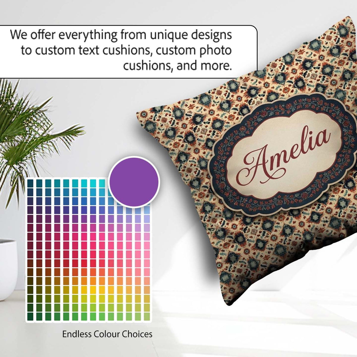 Custom Name Traditional Tribal Geometric Pattern in Earthy Tones Square Filled Cushion Throw Pillow Sofa Bed Home Decor Zip Washable UK Made