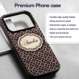 Vintage Floral Medallion Pattern in Red Blue Custom Name Protective Phone Case Mobile Cover Durable Everyday Smartphone Shock Resistant