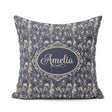 Custom Name Victorian Ladies and Gentlemen Toile Pattern in Navy Square Filled Cushion Throw Pillow Sofa Bed Home Decor Zip Washable UK Made