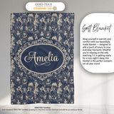 Victorian Ladies and Gentlemen Toile Pattern in Navy Seamless Name  Personalised Custom Name Super Soft Fleece Blanket Bed Sofa Throw