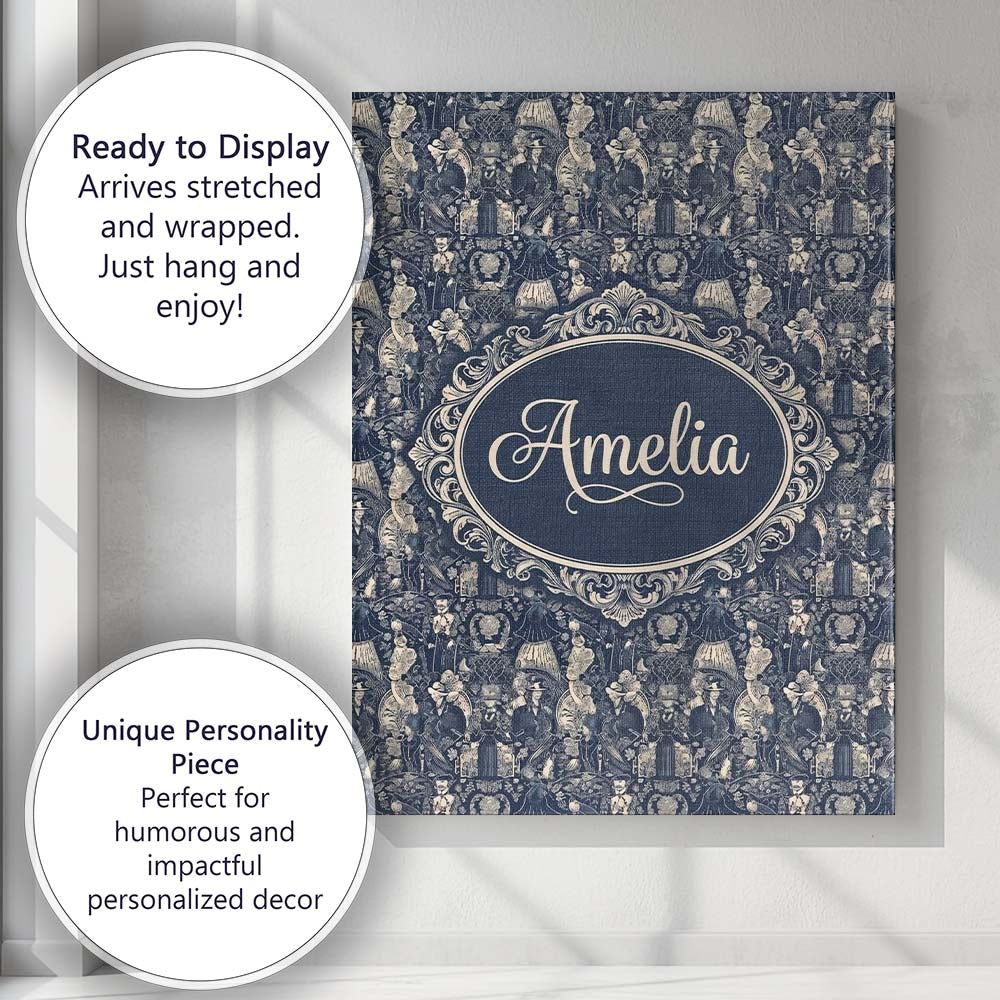 Personalised Name Victorian Ladies and Custom  Modern Room Accent Elegant Feature Canvas Wall Art Print Decor Picture Ready to Hang