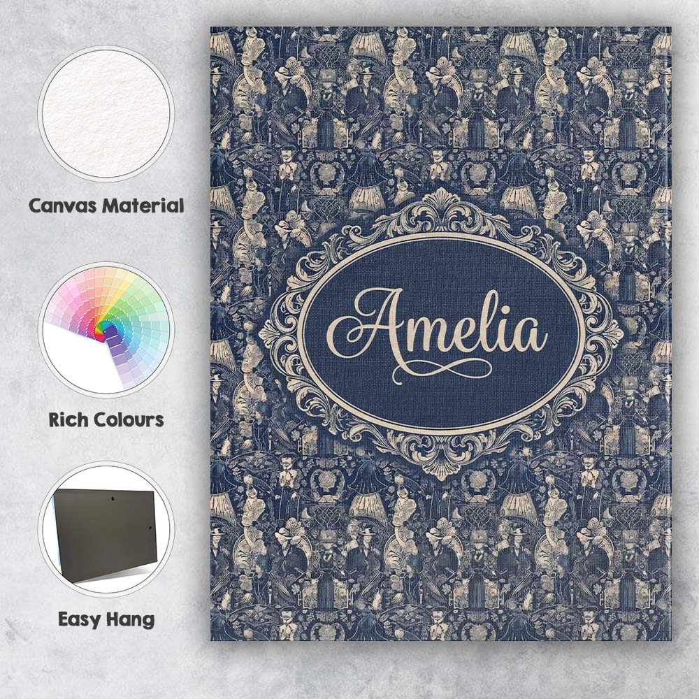 Personalised Name Victorian Ladies and Custom  Modern Room Accent Elegant Feature Canvas Wall Art Print Decor Picture Ready to Hang