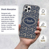 Victorian Ladies and Gentlemen Toile Pattern in Custom Name Protective Phone Case Mobile Cover Durable Everyday Smartphone Shock Resistant