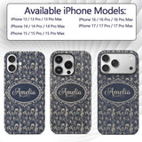 Victorian Ladies and Gentlemen Toile Pattern in Custom Name Protective Phone Case Mobile Cover Durable Everyday Smartphone Shock Resistant