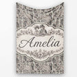 Antique Victorian Society Illustration Pattern Monochrome Seamless  Personalised Custom Name Super Soft Fleece Blanket Bed Sofa Throw