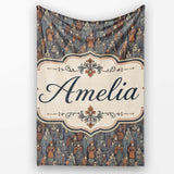 Vintage Crowd Illustration People Pattern in Warm Tones Seamless  Personalised Custom Name Super Soft Fleece Blanket Bed Sofa Throw