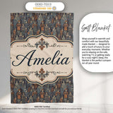 Vintage Crowd Illustration People Pattern in Warm Tones Seamless  Personalised Custom Name Super Soft Fleece Blanket Bed Sofa Throw