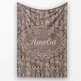 Classic Victorian Garden People Scene Pattern in Sepia Seamless  Personalised Custom Name Super Soft Fleece Blanket Bed Sofa Throw