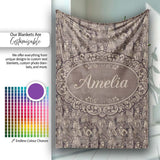 Classic Victorian Garden People Scene Pattern in Sepia Seamless  Personalised Custom Name Super Soft Fleece Blanket Bed Sofa Throw