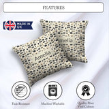 Custom Name Retro Collection Pattern Minimal Beige Seamless Name Square Filled Cushion Throw Pillow Sofa Bed Home Decor Zip Washable UK Made