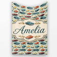 Colorful Retro Cars Autumn Leaves Pattern Seamless Name Cute Unique  Personalised Custom Name Super Soft Fleece Blanket Bed Sofa Throw