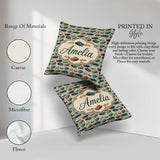 Custom Name Colorful Retro Cars Autumn Leaves Seamless Name Cute Square Filled Cushion Throw Pillow Sofa Bed Home Decor Zip Washable UK Made