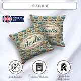 Custom Name Mid Century Classic Cars Pattern Seamless Name Cute Square Filled Cushion Throw Pillow Sofa Bed Home Decor Zip Washable UK Made