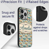 Mid Century Classic Cars Scenic Pattern Seamless Custom Name Protective Phone Case Mobile Cover Durable Everyday Smartphone Shock Resistant