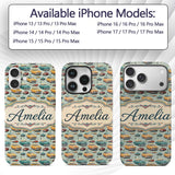 Mid Century Classic Cars Scenic Pattern Seamless Custom Name Protective Phone Case Mobile Cover Durable Everyday Smartphone Shock Resistant