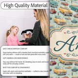 Mid Century Classic Cars Scenic Pattern Seamless Name Cute Unique  Personalised Custom Name Super Soft Fleece Blanket Bed Sofa Throw