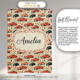 Festive Vintage Cars Holiday Pattern Seamless  Cute  Personalised Custom Name Super Soft Fleece Blanket Bed Sofa Throw