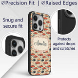 Festive Vintage Cars Holiday Pattern Seamless Custom Name Protective Phone Case Mobile Cover Durable Everyday Smartphone Shock Resistant