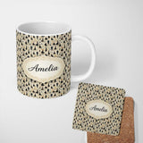 Personalized Custom Name Elegant Black Dress Fashion Figures Pattern Seamless Name Cute 11oz Ceramic Coffee Tea Mug White Large Handle