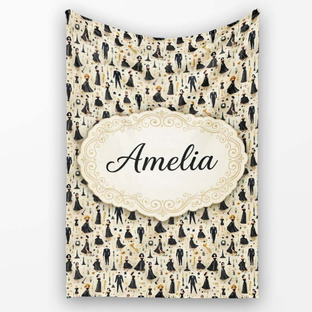 Elegant Black Dress Fashion Figures Pattern Seamless Name Cute  Personalised Custom Name Super Soft Fleece Blanket Bed Sofa Throw