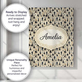 Personalised Name Elegant Black Dress Custom Modern Room Accent Creative Decorator Style Canvas Wall Art Print Decor Picture Ready to Hang